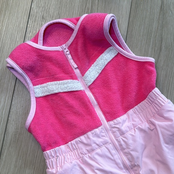 Columbia Toddler Girls Pink Sherpa Snow Velcro Jumpsuit Size 4/5 - Picture 2 of 6